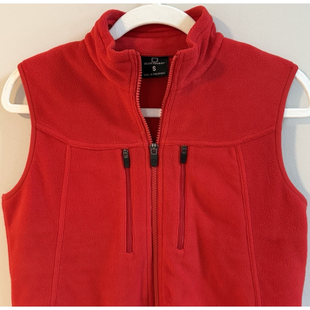 Scottevest Vest Womens S Red Fireside Fleece Full Zip Pockets Travel